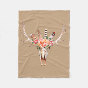 BoHo Skull Waterverf Aangepaste rugzak Fleece Deken