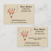 BoHo Skull Waterverf Personaliseer Euroformaat 100 Visitekaartje (Voorkant / Achterkant)