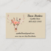 BoHo Skull Waterverf Personaliseer Euroformaat 100 Visitekaartje (Voorkant)