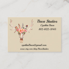 BoHo Skull Waterverf Personaliseer Euroformaat 100 Visitekaartje