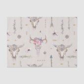 Boho Skulls, Flowers en Arrows Pattern Tissuepapier (Voorkant)