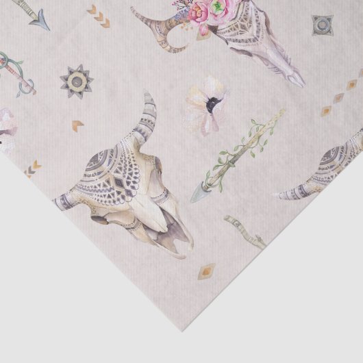 Boho Skulls, Flowers en Arrows Pattern Tissuepapier (Detail)