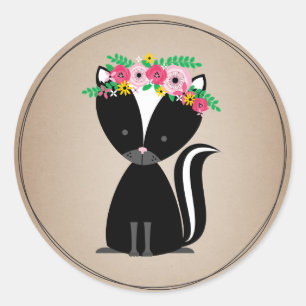 Boho Skunk Cardstock Geïnspireerd Baby shower Ronde Sticker