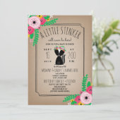 Boho Skunk Floral Cardstock geïnspireerd Baby show Kaart (Staand voorkant)