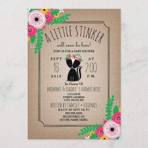 Boho Skunk Floral Cardstock geïnspireerd Baby show Kaart