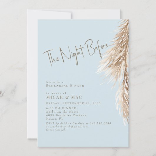 Boho Sky Blue de nacht voor Pampas Kaart (Voorkant)