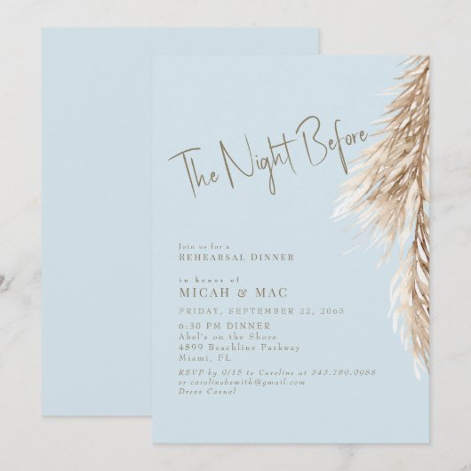 Boho Sky Blue de nacht voor Pampas Kaart (Voorkant / Achterkant)