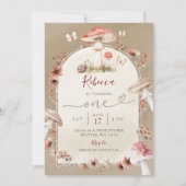 Boho Slak en Paddestoel wildflower Verjaardagsfees Kaart (Voorkant)