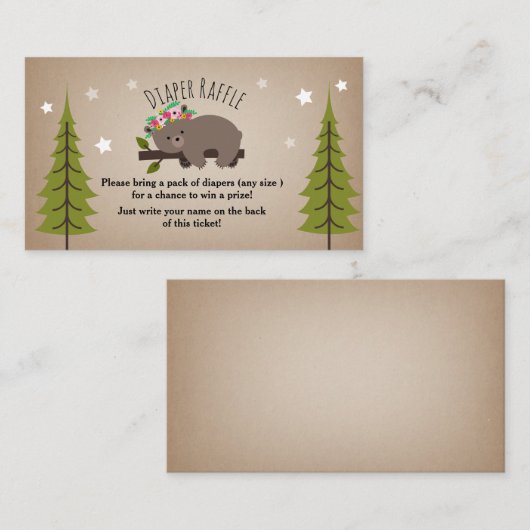 Boho Sleepy Beer Stars Luierloof Informatiekaartje (Voorkant / Achterkant)