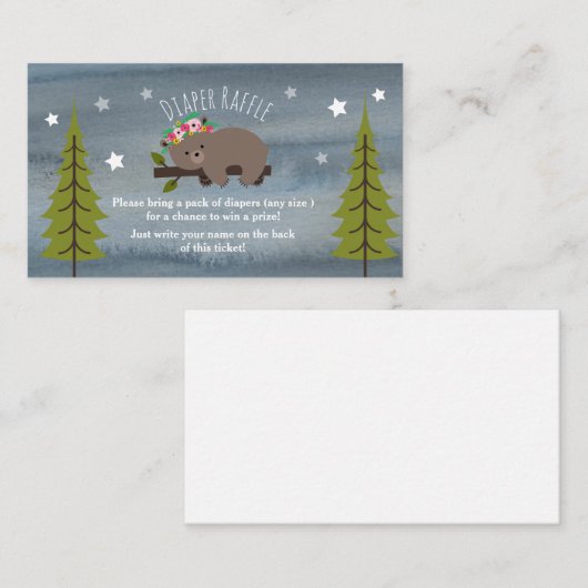 Boho Sleepy Beer Stars Luierloof Informatiekaartje (Voorkant / Achterkant)