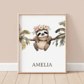 Boho Sloth Oerwoud Animal Nursery Wall Poster