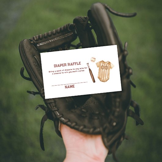 Boho Slugger Baseball Diaper Raffle Baby Shower Informatiekaartje