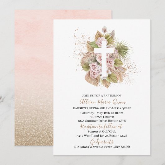 Boho sluit zich aan bij ons voor een baptisme van  kaart (Voorkant / Achterkant)