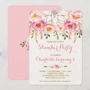 Boho Slumber Party Dreamcatcher Verjaardag Sleepov Kaart