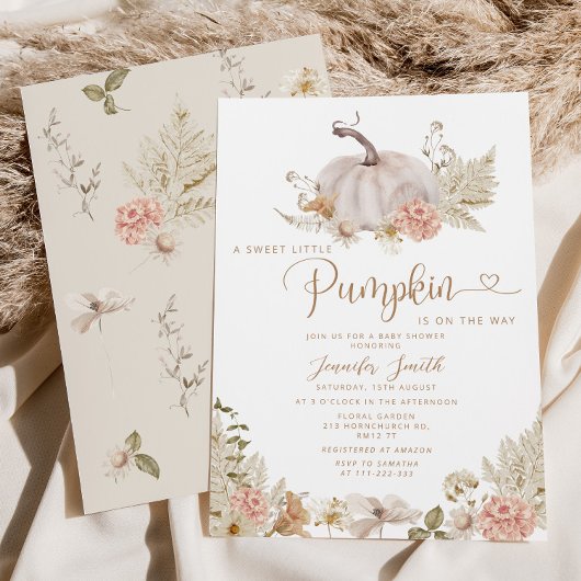 Boho small pumpkin baby shower Invitation Kaart
