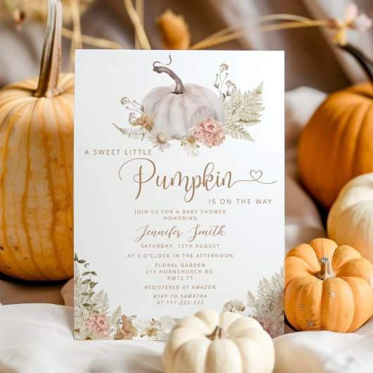 Boho small pumpkin baby shower Invitation Kaart