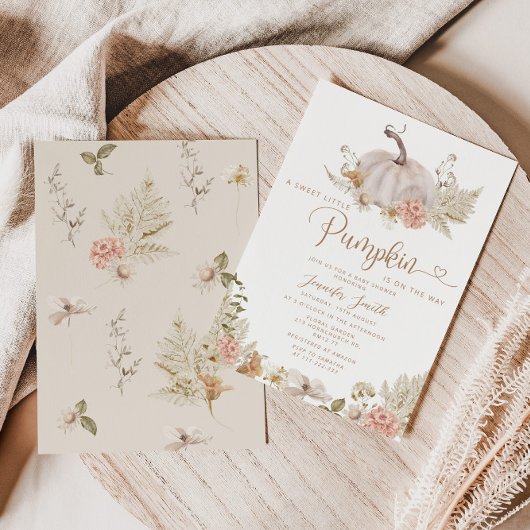 Boho small pumpkin baby shower Invitation Kaart