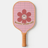 Boho Smiley Goede Vibes Caramel Roze Aangepaste Na Pickleball Paddle (Voorkant)