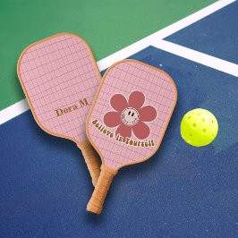 Boho Smiley Goede Vibes Caramel Roze Aangepaste Na Pickleball Paddle
