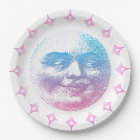 Boho Smiling Moon Papieren Bordje (Voorkant)