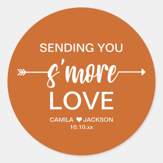 Boho S'more Huwelijksgunst Ronde Sticker (Voorkant)