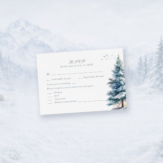 Boho Sneeuwberg & Dennenbomen Trouw RSVP Kaart