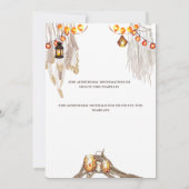 Boho snoer lichten macrame veren cake chic save the date (Achterkant)