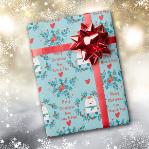 Boho Snow Beer Krans en harten Kerst Cadeaupapier