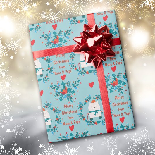 Boho Snow Beer Krans en harten Kerst Cadeaupapier