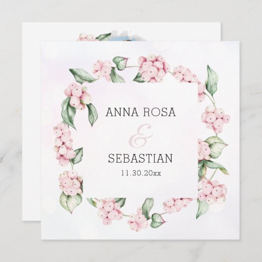 * Boho Snow Berry AR12 QR RSVP Wedding Kaart (Voorkant / Achterkant)