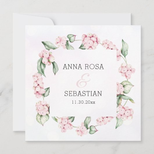 * Boho Snow Berry AR12 QR RSVP Wedding Kaart (Voorkant)