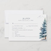 Boho Snowy Mountain & Pine Trees Bruiloft RSVP Kaa Bedankkaart (Voorkant)