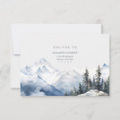 Boho Snowy Mountain & Pine Trees Bruiloft RSVP Kaa Bedankkaart (Achterkant)