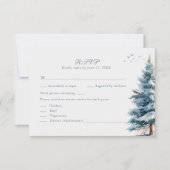 Boho Snowy Mountain & Pine Trees Wedding RSVP Card (Voorkant)