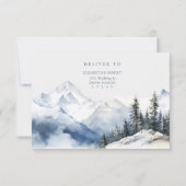 Boho Snowy Mountain & Pine Trees Wedding RSVP Card (Achterkant)