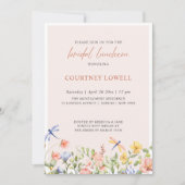 Boho Soft Flowers en Dragonflies Bridal Luncheon Kaart (Voorkant)