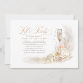 Boho Soft Flowers Pampas Grass Engagement Party Kaart (Voorkant)