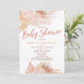 Boho Soft Pink Floral Flower Baby shower Kaart (Staand voorkant)