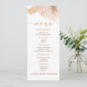 Boho Soft Pink Floral Flower Baby shower Menu (Staand voorkant)