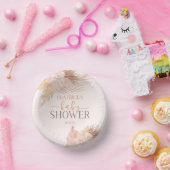 Boho Soft Pink Floral Flower Baby shower Papieren Kommen (Feest)