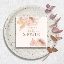 Boho Soft Pink Floral Flower Baby shower Servet