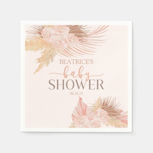 Boho Soft Pink Floral Flower Baby shower Servet (Voorkant)