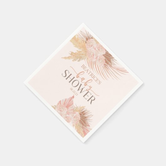 Boho Soft Pink Floral Flower Baby shower Servet (Hoek)