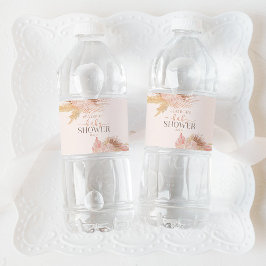 Boho Soft Pink Floral Flower Baby shower Waterfles Etiket