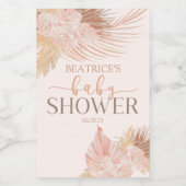 Boho Soft Pink Floral Flower Baby shower Wijn Etiket (Enkel label)