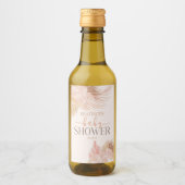Boho Soft Pink Floral Flower Baby shower Wijn Etiket (Voorkant)