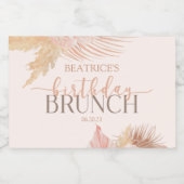 Boho Soft Pink Floral Flower Birthday Brunch Party Sparkling Wijnetiket (Enkel label)