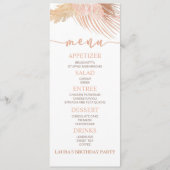 Boho Soft Pink Floral Flower Birthday Party Food Menu (Voorkant)