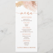 Boho Soft Pink Floral Flower Vrijgezellenfeest Foo Menu (Voorkant)
