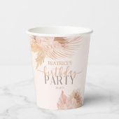 Boho Soft Pink Floral Flowers Birthday Party Papieren Bekers (Achterkant)